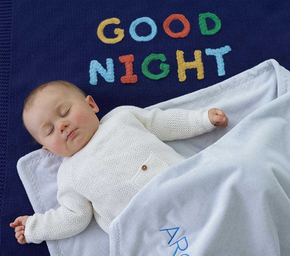 Sweater Knit Applique Sentiment baby Blanket